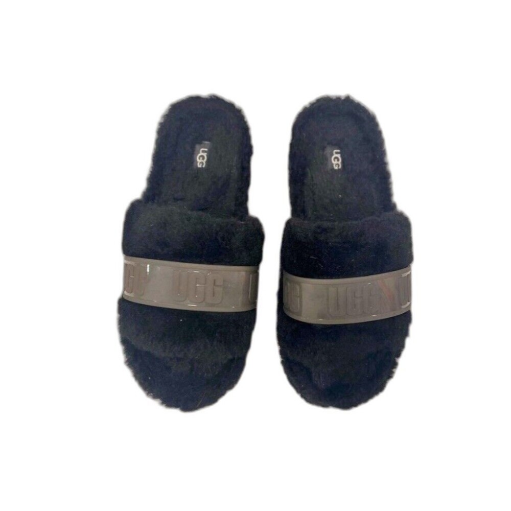 UGG Slippers Women's Size 10 Soft Color Black Fluffita Slide Clear Platform